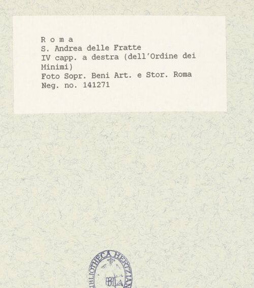Rückseite von Sopr. BAS ROMA [https://www.deutsche-digitale-bibliothek.de/content/lizenzen/rv-ez/] Sant'Andrea delle FratteCappella dell' Ordine dei Minimi - Gesamtansicht, bh445296_recto. Foto.