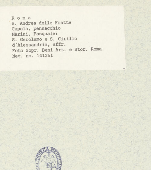 Rückseite von Sopr. BAS ROMA [https://www.deutsche-digitale-bibliothek.de/content/lizenzen/rv-ez/] Lateinische und griechische KirchenväterDer heilige Hieronymus und Kyrill von Alexandria - Gesamtansicht, bh445303_recto. Foto.