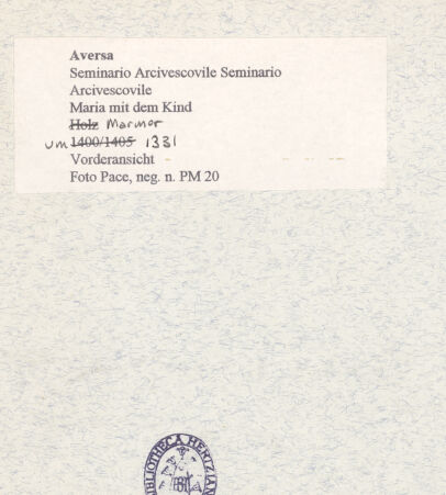 Rückseite von Pace, Valentino [https://www.deutsche-digitale-bibliothek.de/content/lizenzen/rv-ez/] Maria mit dem Kind - Vorderansicht, bh445688_recto. Foto: Pace, Valentino.