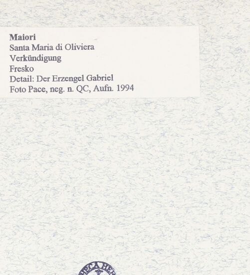 Rückseite von Pace, Valentino [https://www.deutsche-digitale-bibliothek.de/content/lizenzen/rv-ez/] Hand Gottes und zwei Engel - Detail: Engel links (nach der Restaurierung), bh445729_recto. Foto: Pace, Valentino.