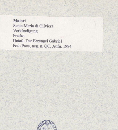 Rückseite von Pace, Valentino [https://www.deutsche-digitale-bibliothek.de/content/lizenzen/rv-ez/] Hand Gottes und zwei Engel - Detail: Engel links und Hand Gottes (nach der Restaurierung), bh445733_recto. Foto: Pace, Valentino.