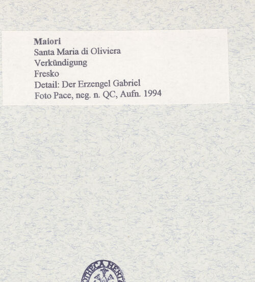 Rückseite von Pace, Valentino [https://www.deutsche-digitale-bibliothek.de/content/lizenzen/rv-ez/] Hand Gottes und zwei Engel - Detail: Engel links (nach der Restaurierung), bh445738_recto. Foto: Pace, Valentino.