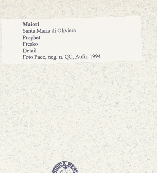 Rückseite von Pace, Valentino [https://www.deutsche-digitale-bibliothek.de/content/lizenzen/rv-ez/] Zyklus der oberen KapelleMadonna zwischen den heiligen Nikolaus, Paulinus, Johannes dem Täufer und Johannes dem Evangelisten - Johannes der Täufer, Detail (nach der Restaurierung), bh445740_recto. Foto: Pace, Valentino.