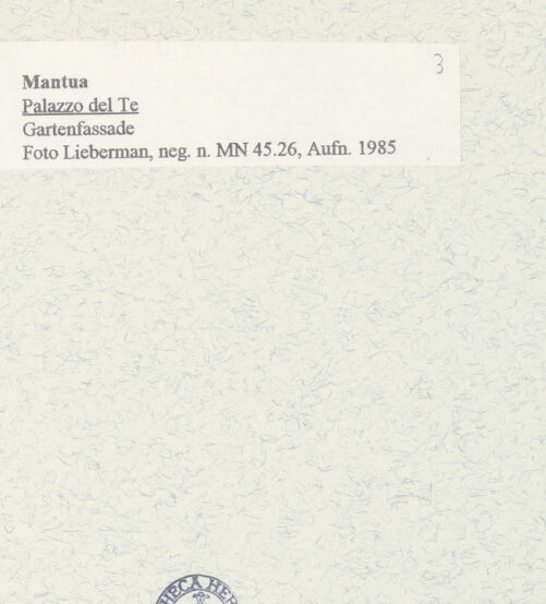 Rückseite von Lieberman, Ralph [https://www.deutsche-digitale-bibliothek.de/content/lizenzen/rv-ez/] Palazzo del TèGartenfassade / Ostfassade - Gesamtansicht, bh446278_recto. Foto.