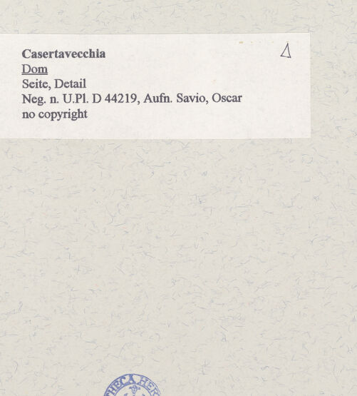 Rückseite von Bibliotheca Hertziana [https://www.deutsche-digitale-bibliothek.de/content/lizenzen/rv-fz/] DuomoSüdfassade - Südliches Seitenschiff und südlicher Obergaden, bh446884_recto. Foto: Savio, Oscar.