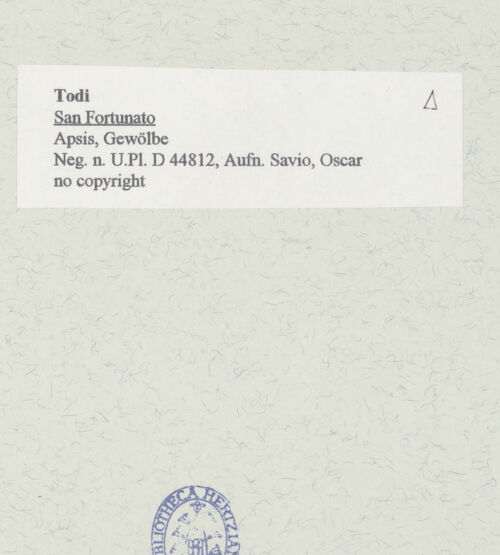 Rückseite von Bibliotheca Hertziana [https://www.deutsche-digitale-bibliothek.de/content/lizenzen/rv-fz/] San FortunatoChor - Apsis, Gewölbe, bh447403_recto. Foto: Savio, Oscar.