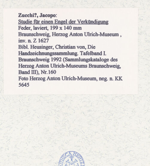 Rückseite von Herzog Anton Ulrich-Museum [https://www.deutsche-digitale-bibliothek.de/content/lizenzen/rv-ez/] Studie für einen Engel der Verkündigung - , bh448238_recto. Foto.