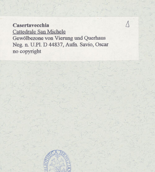 Rückseite von Bibliotheca Hertziana [https://www.deutsche-digitale-bibliothek.de/content/lizenzen/rv-fz/] DuomoQuerhaus und Kuppel - Gewölbezone der Vierung und Querhaus von Süden, bh451089_recto. Foto: Savio, Oscar.