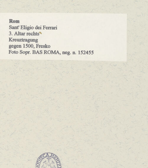 Rückseite von Sopr. BAS ROMA [https://www.deutsche-digitale-bibliothek.de/content/lizenzen/rv-ez/] Kreuztragung - , bh451896_recto. Foto.