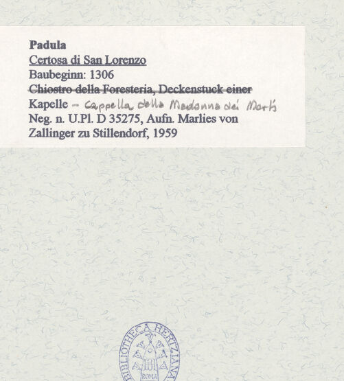 Rückseite von Bibliotheca Hertziana [https://www.deutsche-digitale-bibliothek.de/content/lizenzen/rv-fz/] Mariae Himmelfahrt - Gesamtansicht, bh452849_recto. Foto: Zallinger zu Stillendorf, Marlies von.