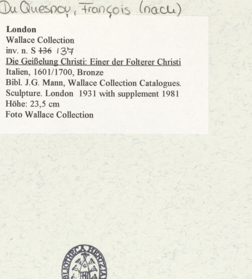 Rückseite von Wallace Collection [https://www.deutsche-digitale-bibliothek.de/content/lizenzen/rv-ez/] Die Geißelung ChristiEiner der Folterer Christi - , bh453522_recto. Foto.