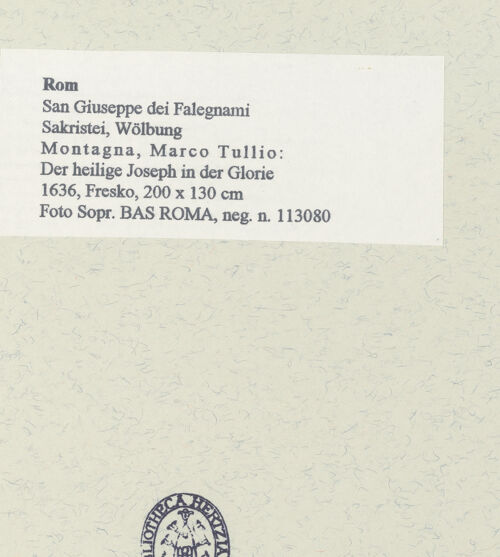 Rückseite von Sopr. BAS ROMA [https://www.deutsche-digitale-bibliothek.de/content/lizenzen/rv-ez/] Der heilige Joseph in der Glorie - , bh454513_recto. Foto.