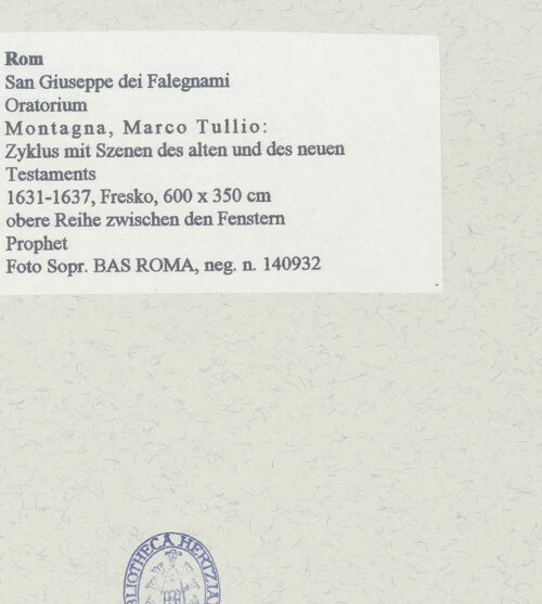 Rückseite von Sopr. BAS ROMA [https://www.deutsche-digitale-bibliothek.de/content/lizenzen/rv-ez/] Zyklus mit Szenen des alten und des neuen TestamentsProphet - , bh454520_recto. Foto.