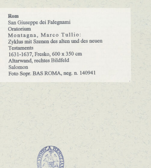 Rückseite von Sopr. BAS ROMA [https://www.deutsche-digitale-bibliothek.de/content/lizenzen/rv-ez/] Zyklus mit Szenen des alten und des neuen TestamentsSalomon - , bh454522_recto. Foto.