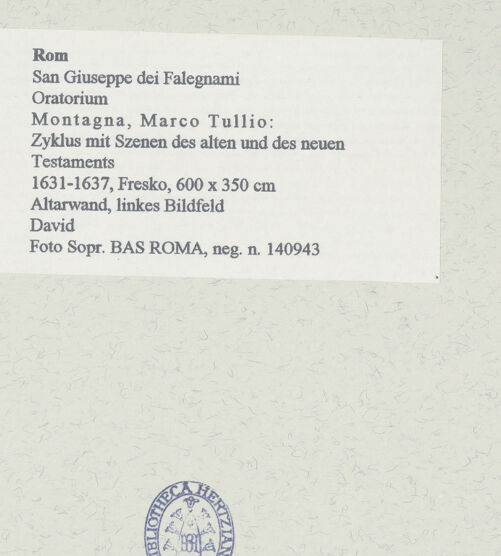 Rückseite von Sopr. BAS ROMA [https://www.deutsche-digitale-bibliothek.de/content/lizenzen/rv-ez/] Zyklus mit Szenen des alten und des neuen TestamentsDavid - , bh454523_recto. Foto.