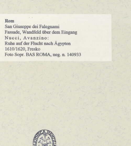 Rückseite von Sopr. BAS ROMA [https://www.deutsche-digitale-bibliothek.de/content/lizenzen/rv-ez/] Ruhe auf der Flucht nach Ägypten - , bh454699_recto. Foto.