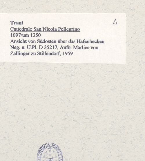 Rückseite von Bibliotheca Hertziana [https://www.deutsche-digitale-bibliothek.de/content/lizenzen/rv-fz/] Cattedrale - Ansicht von Südosten über das Hafenbecken, bh454787_recto. Foto: Zallinger zu Stillendorf, Marlies von.