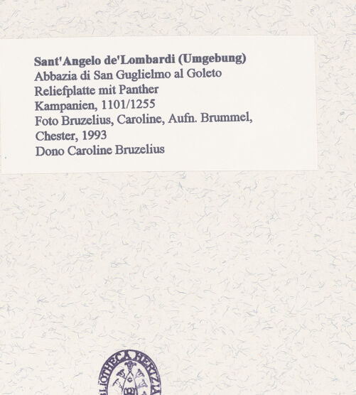 Rückseite von Bruzelius, Caroline [https://www.deutsche-digitale-bibliothek.de/content/lizenzen/rv-fz/] Reliefplatte mit Panther - Gesamtansicht, bh456655_recto. Foto: Brummel, Chester.