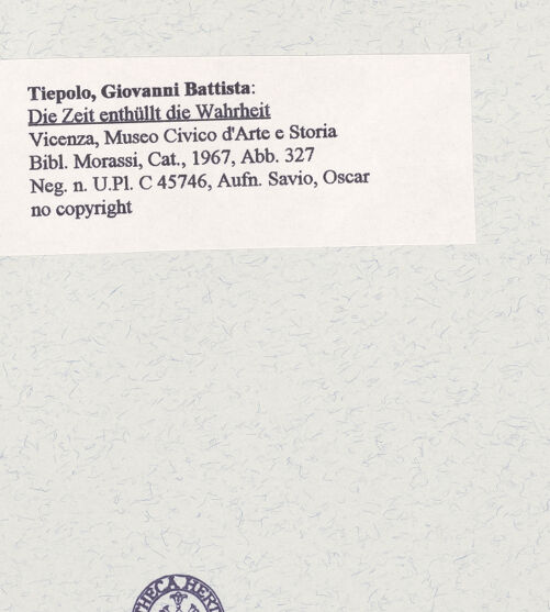 Rückseite von Sopr. BAS ROMA [https://www.deutsche-digitale-bibliothek.de/content/lizenzen/rv-ez/] Erscheinung der Jungfrau Maria vor dem heiligen Giovanni Battista della Concezione - , bh456859_recto. Foto.