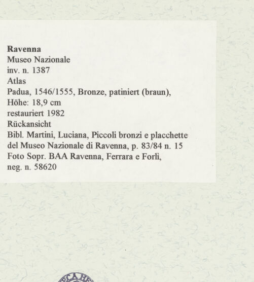 Rückseite von Sopr. BAA Ravenna, Ferrara e Forlì [https://www.deutsche-digitale-bibliothek.de/content/lizenzen/rv-ez/] Atlas - Rückansicht, bh456900_recto. Foto.