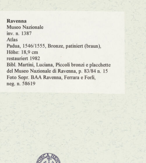 Rückseite von Sopr. BAA Ravenna, Ferrara e Forlì [https://www.deutsche-digitale-bibliothek.de/content/lizenzen/rv-ez/] Atlas - Frontalansicht, bh456901_recto. Foto.