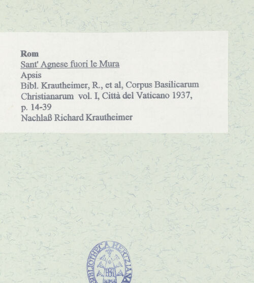 Rückseite von unbekannt [https://www.deutsche-digitale-bibliothek.de/content/lizenzen/rv-fz/] Sant'Agnese fuori le Mura - Apsis, bh458242_recto. Foto.