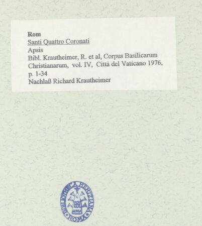 Rückseite von unbekannt [https://www.deutsche-digitale-bibliothek.de/content/lizenzen/rv-fz/] Santi Quattro Coronati - Apsis, bh458297_recto. Foto.