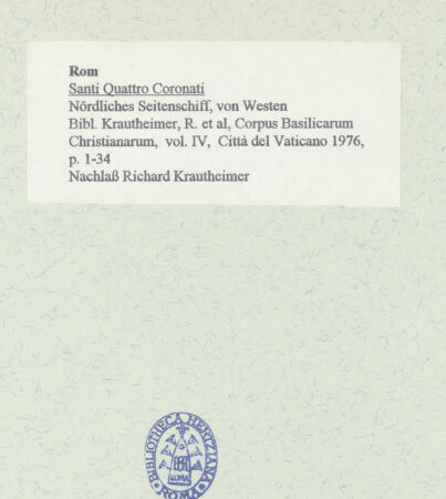 Rückseite von unbekannt [https://www.deutsche-digitale-bibliothek.de/content/lizenzen/rv-fz/] Santi Quattro Coronati - Nördliches Seitenschiff, von Westen, bh458427_recto. Foto.
