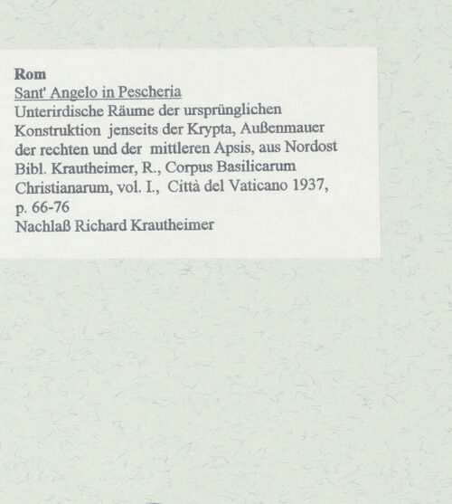 Rückseite von unbekannt [https://www.deutsche-digitale-bibliothek.de/content/lizenzen/rv-fz/] Sant'Angelo in PescheriaUnterirdische Strukturen jenseits der Krypta - Außenmauer der rechten und der mittleren Apsis, aus Nordost, bh458446_recto. Foto.