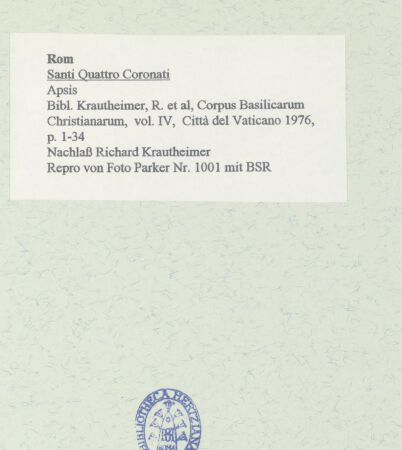 Rückseite von unbekannt [https://www.deutsche-digitale-bibliothek.de/content/lizenzen/rv-ez/] Santi Quattro Coronati - Apsis, bh458522_recto. Foto.