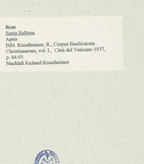 Rückseite von unbekannt [https://www.deutsche-digitale-bibliothek.de/content/lizenzen/rv-fz/] Santa Balbina - Apsis, bh459393_recto. Foto.