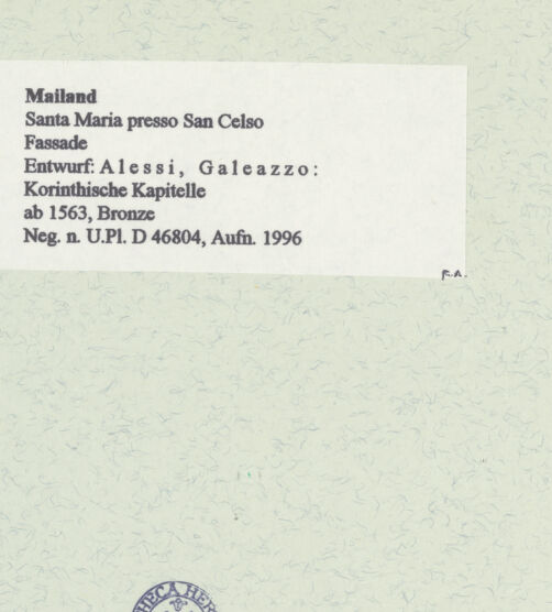 Rückseite von Bibliotheca Hertziana [https://www.deutsche-digitale-bibliothek.de/content/lizenzen/rv-fz/] Korinthische Kapitelle - Gesamtansicht, bh460202_recto. Foto: Fichera, Gabriele.