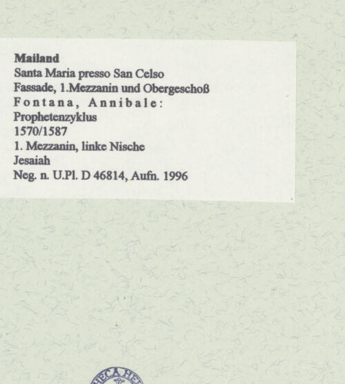 Rückseite von Bibliotheca Hertziana [https://www.deutsche-digitale-bibliothek.de/content/lizenzen/rv-fz/] ProphetenzyklusJesajah - Gesamtansicht, bh460813_recto. Foto.