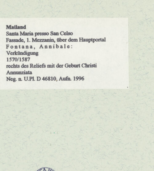 Rückseite von Bibliotheca Hertziana [https://www.deutsche-digitale-bibliothek.de/content/lizenzen/rv-fz/] VerkündigungAnnunziata - Gesamtansicht, bh460819_recto. Foto.