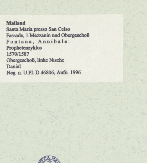 Rückseite von Bibliotheca Hertziana [https://www.deutsche-digitale-bibliothek.de/content/lizenzen/rv-fz/] ProphetenzyklusDaniel - Gesamtansicht, bh460820_recto. Foto.