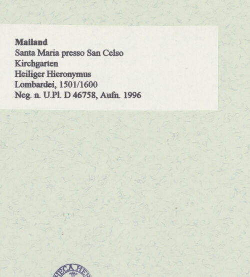 Rückseite von Bibliotheca Hertziana [https://www.deutsche-digitale-bibliothek.de/content/lizenzen/rv-fz/] Heiliger Hieronymus - Gesamtansicht, bh461199_recto. Foto: Fichera, Gabriele.