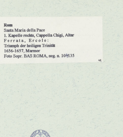 Rückseite von Sopr. BAS ROMA [https://www.deutsche-digitale-bibliothek.de/content/lizenzen/rv-ez/] Triumph der heiligen Trinität - , bh461396_recto. Foto.