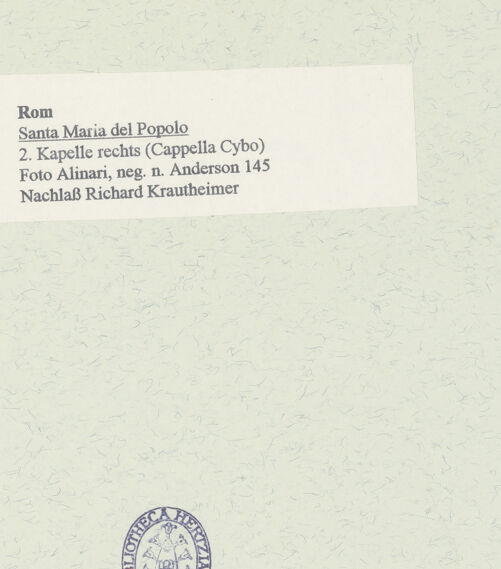 Rückseite von Alinari [http://creativecommons.org/publicdomain/mark/1.0/] Santa Maria del PopoloCappella Cybo - , bh461409_recto. Foto.