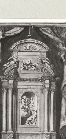Rückseite von Istituto Nazionale per la Grafica [http://creativecommons.org/publicdomain/mark/1.0/] Hauptaltar der Kirche San Nicola da Tolentino, Rom - , bh461636. Foto.