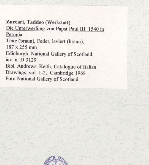 Rückseite von National Gallery of Scotland [https://www.deutsche-digitale-bibliothek.de/content/lizenzen/rv-ez/] Die Unterwerfung von Papst Paul III. 1540 in Perugia - , bh462012_recto. Foto.