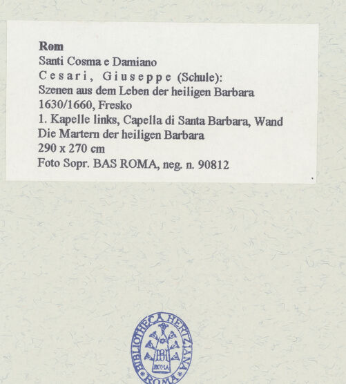 Rückseite von Sopr. BAS ROMA [https://rightsstatements.org/page/CNE/1.0/] Die heilige Barbara - , bh462132_recto. Foto.