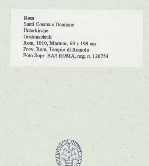 Rückseite von Sopr. BAS ROMA [https://www.deutsche-digitale-bibliothek.de/content/lizenzen/rv-ez/] Grabinschrift - , bh462265_recto. Foto.