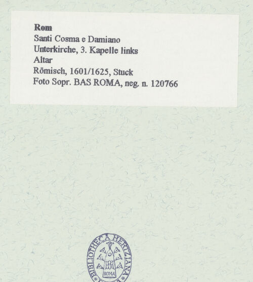 Rückseite von Sopr. BAS ROMA [https://www.deutsche-digitale-bibliothek.de/content/lizenzen/rv-ez/] Altar - , bh462271_recto. Foto.