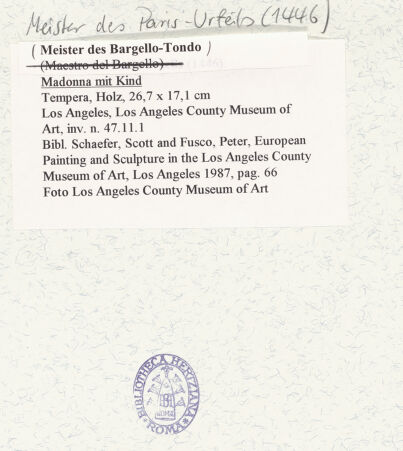 Rückseite von Los Angeles County Museum of Art [https://www.deutsche-digitale-bibliothek.de/content/lizenzen/rv-fz/] Madonna - , bh462520_recto. Foto.