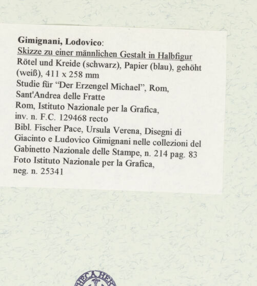 Rückseite von Istituto Nazionale per la Grafica [https://www.deutsche-digitale-bibliothek.de/content/lizenzen/rv-ez/] Skizze zu einer männlichen Gestalt in Halbfigur - , bh463151_recto. Foto.