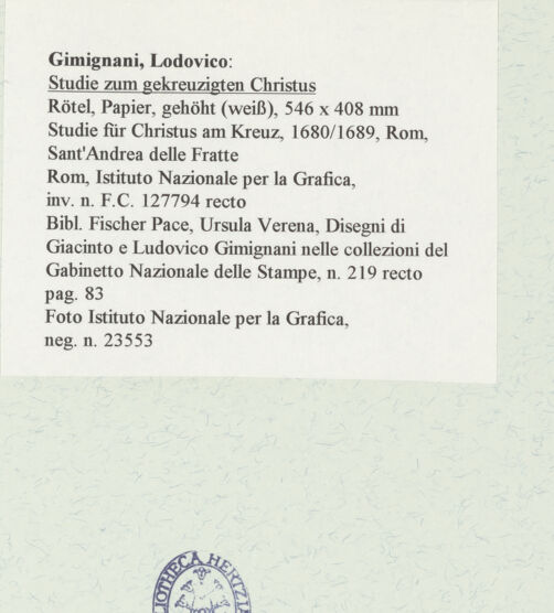 Rückseite von Istituto Nazionale per la Grafica [https://www.deutsche-digitale-bibliothek.de/content/lizenzen/rv-ez/] Studie zum gekreuzigten Christus - , bh463157_recto. Foto.