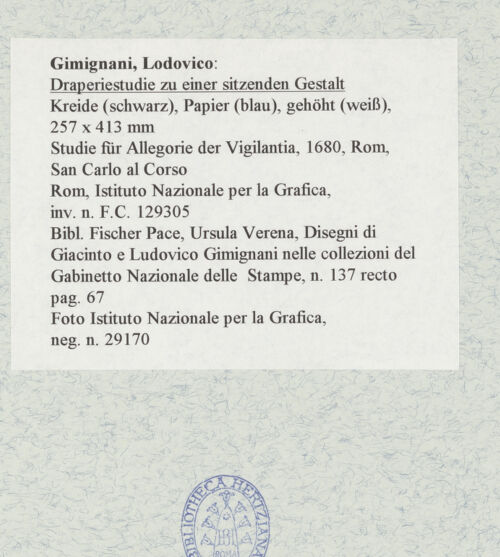 Rückseite von Istituto Nazionale per la Grafica [https://www.deutsche-digitale-bibliothek.de/content/lizenzen/rv-ez/] Draperiestudie zu einer sitzenden Gestalt - , bh463207_recto. Foto.