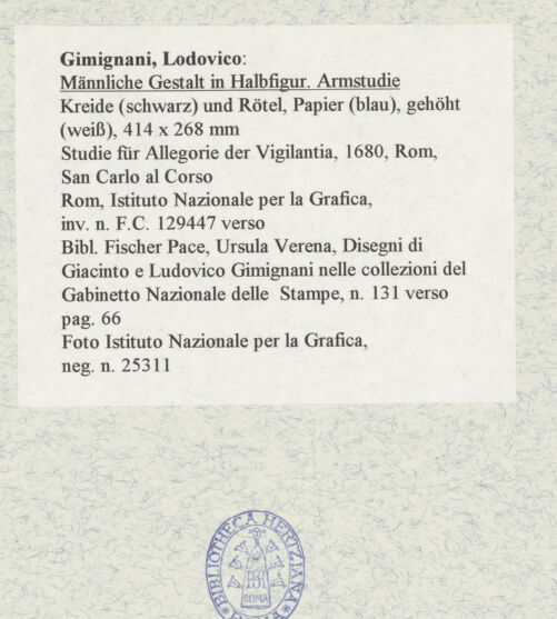 Rückseite von Istituto Nazionale per la Grafica [https://www.deutsche-digitale-bibliothek.de/content/lizenzen/rv-ez/] Männliche Gestalt in Halbfigur und Armstudie - , bh463211_recto. Foto.