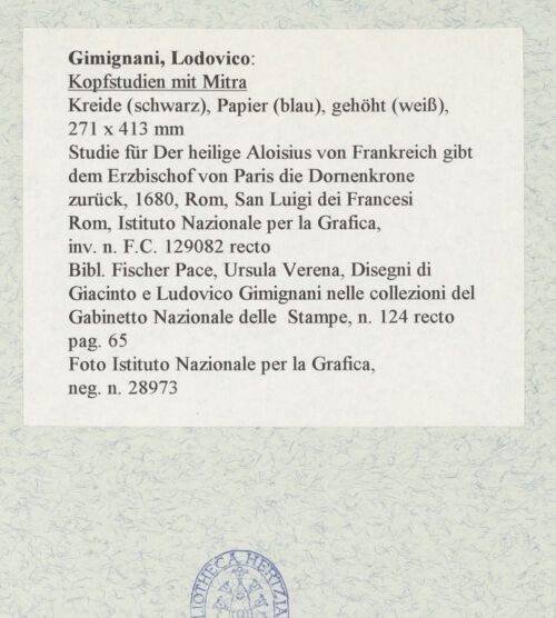 Rückseite von Istituto Nazionale per la Grafica [https://www.deutsche-digitale-bibliothek.de/content/lizenzen/rv-ez/] Kopfstudien mit Mitra - , bh463214_recto. Foto.
