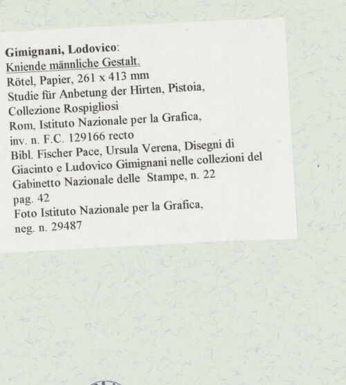 Rückseite von Istituto Nazionale per la Grafica [https://www.deutsche-digitale-bibliothek.de/content/lizenzen/rv-ez/] Kniende männliche Gestalt - , bh463230_recto. Foto.